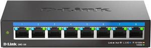 D-Link 8-Port 2.5GB Unmanaged Gaming Switch with 8 x 2.5G - Multi-Gig, Network, Fanless, Plug & Play (DMS-108),Black