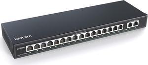 16 Port Gigabit PoE Switch with 2 Gigabit Ethernet Uplink, 156W for 16 Port PoE+ 1000Mbps, IEEE802.3af/at Unmanaged Network Switch, Durable Metal Casing, Desktop/Wall Mount