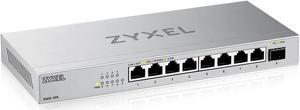 Zyxel 8-Port 2.5Gb MultiGig Ethernet Unmanaged Switch | 8 x 100/1G/2.5G Ports + 1 x 10G SFP+ | Plug & Play | Metal Housing | Desktop or Wall-Mount | Ethernet Splitter XMG-1058
