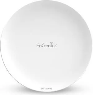 EnGenius EnStation6 Outdoor Wi-Fi 6 Wireless Bridge, 5GHz, 1200 Mbps, 2x2 MIMO, 19 dBi Antenna, 26 dBm, IP55, Long-Range Point-to-Point Up to 18km, Gigabit Port, Weatherproof