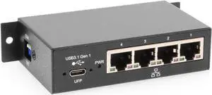 4-Port Gigabit Ethernet to USB-C Adapter | Energy Efficient, Mountable, and Industrial Grade with Independent Port Control