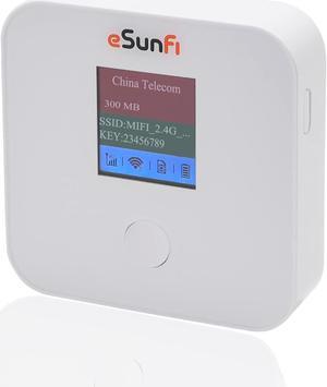 eSunFi 4G eSIM WiFi Mobile Hotspot Pocket Router Devices for Travel, No SIM Card Needed, No Contract, Supports Global eSIM Data Plan, Workable in 200+ Countries