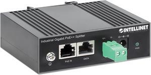 Intellinet Industrial PoE++ Splitter  60W Input, Two 12V DC Output via 2-Pin Terminal Block or DC Jack, IP30-Rated Metal Housing, DIN Rail Mount, 3 Yr Mfg Warranty  508940