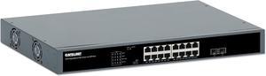 Intellinet 16-Port Unmanaged PoE+ Gigabit Ethernet Switch - 250W Power Budget, 2 x 1Gbps SFP Ports, Rackmount & Desktop, Green Ethernet Tech, Autosensing Ports, Sturdy Metal 3 Yr Mfg Warranty-561983