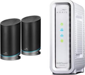 ARRIS Surfboard mAX Pro W133 Tri-Band Mesh Wi-Fi 6 System & ARRIS Surfboard SB8200 DOCSIS 3.1 Cable Modem | Approved for Comcast Xfinity, Cox, Charter Spectrum, & More | Two 1 Gbps Ports