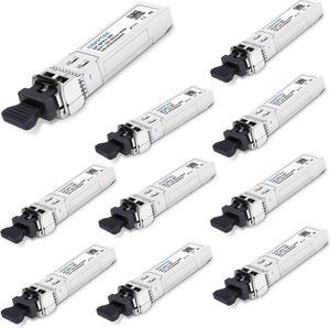 10Pack 10GBASE-SR SFP+ Transceiver, 10G SFP+ Module, 10gbe SFP Computer Network Mini-GBIC Multimode 850nm, 300M, DDM for Cisco SFP-10G-SR, Ubiquiti UF-MM-10G, Netgear, Mikrotik, D-Link, Supermicro