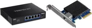 TRENDnet 10GbE Networking Bundle with 5-Port 10G Switch (TEG-S750) and 10G PCIe Network Adapter (TEG-10GECTX) TRENDnet 10GbE Networking Bundle with 5-Port 10G Switch (TEG-S750) and 10G PCIe Network Adapter (TEG-10GECTX)