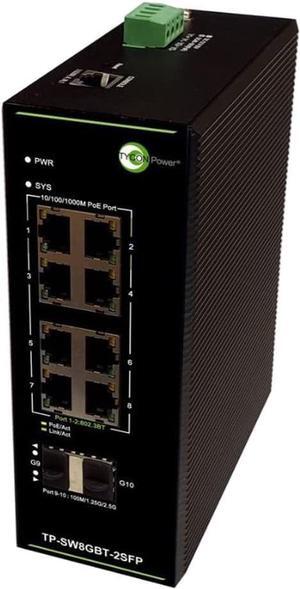 Tycon Power Systems TP-SW8GBT-2SFP Managed Gigabit PoE Switch 8X 802.3bt Ports and 2X SFP Ports
