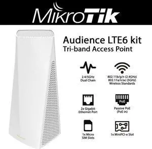 Mikrotik Audience Tri-Band LTE6 2.4GHz/High 5GHz/ Low 5GHz Home Access Point with LTE (US Version)