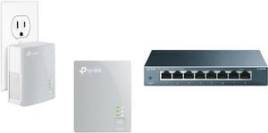 TP-Link AV600 Powerline Ethernet Adapter & TP-Link 8 Port Gigabit Ethernet Network Switch