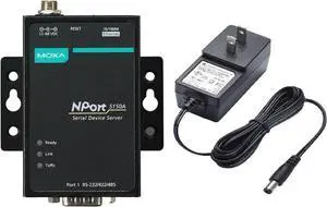 Moxa NPort 5150A/US - 1 Port Device Server, 10/100M Ethernet, RS-232/422/485, DB9 Male (Adapter Included)