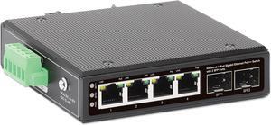Intellinet 4-Port Industrial Gigabit Ethernet PoE++ Switch with 2 SFP Ports- 95W Per Port, Poe Budget 240W, IP40 Rated Metal Housing, DIN-Rail Mount, Terminal Block Powered-3 Yr Mfg Warranty508995