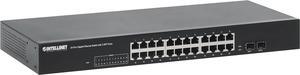 Intellinet 24-Port Unmanaged Gigabit Ethernet Switch - 2 x 1Gbps SFP Ports, Rackmount / Desktop, Plug & Play, Green Ethernet, Autosensing Ports, Sturdy Metal, Fanless & Quiet - 561877