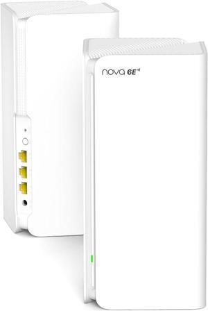 Tenda AXE5700 Mesh WiFi 6E System Nova MX21 Pro - up to 5600 sq.ft - Whole Home WiFi 6E Mesh System - New 6GHz Band - Tri-Band Mesh Router for 200 Devices - 7*3dBi Antennas for Strong Signal - 2-Pack
