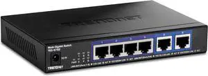 TRENDnet 6-Port 10G Switch, 4 x 2.5G RJ-45 BASE-T Ports, 2 x 10G RJ-45 Ports, 60Gbps Switching Capacity, Wall Mountable, 10 Gigabit Network Connections, Lifetime Protection, Black, TEG-S762
