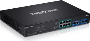 TRENDnet 12-Port Gigabit PoE+ Smart Surveillance Switch, TPE-3012LS, 8 x Gigabit PoE+ Ports, 2 x Gigabit Ports, 2 x SFP Slots, 110W PoE Budget, Managed Switch, Long Range PoE+ up to 200m (656 ft)