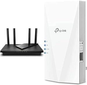 TP-Link OneMesh WiFi 6 Router AX1800 Smart WiFi Router (Archer AX21)  Dual Band Gigabit Router + TP-Link AX1500 WiFi Extender Internet Booster(RE500X), OneMesh WiFi 6 Range Extender