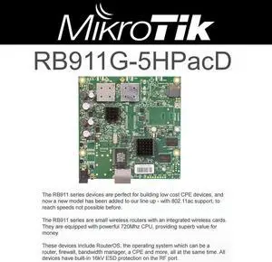 Mikrotik RB911G-5HPacD Internal Power Over Ethernet (PoE) Green WLAN Access Point