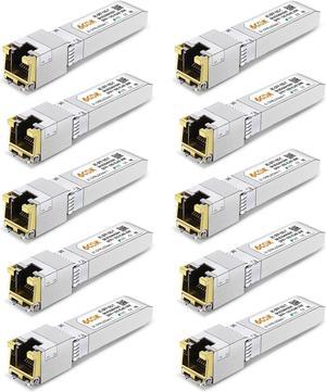 10Pack 1.25G/2.5G/5G/10GBase-T SFP+ Transceiver, 10G SFP+ to RJ45 Copper Module, Compatible for Cisco SFP-10G-T-S, Ubiquiti UF-RJ45-10G, Fortinet, Netgear,Mikrotik, TP-Link(CAT.6a/7, 30m/98.4ft)