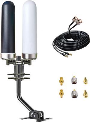 2x2 MIMO 4G LTE Antenna Outdoor WiFi Long Range Omni Directional 5G Antennas for T-Mobile Verizon AT&T with TS-9 SMA 10meters Cable Mounting Pole