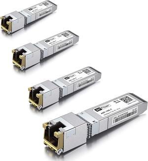 4 Pack 10Gb SFP+ RJ45 Transceiver, 10Gbase-T SFP+ Ethernet Copper Module, CAT.6a/7, 30m, for Cisco SFP-10G-T-S, Ubiquiti UF-RJ45-10G, UniFi, TP-Link, Fortinet, Netgear, D-Link, Supermicro and More