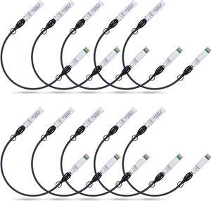 10G SFP+ Twinax Cable, Direct Attach Copper(DAC) Passive Cable, 0.25m (0.82ft), for Cisco SFP-H10GB-CU0.25M, Meraki, Ubiquit, Mikrotik, Intel, Fortinet, Netgear, D-Link, Supermicro, TP-Link, 10 Pack