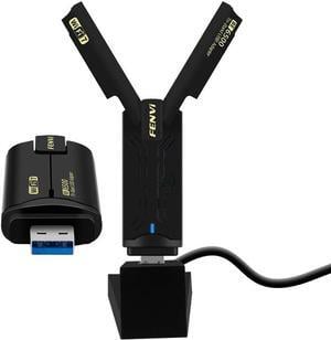 WiFi 7 USB3.0 Network Adapter Driver Free Gaming Wireless Dongles 6500Mbps Tri-Band with Desktop Extension Cable Base 80cm 802.11AC/AX/BE 8912AU Chip Gigabit PC USB WiFi 7 Card Plug&PLay Windows 11/10