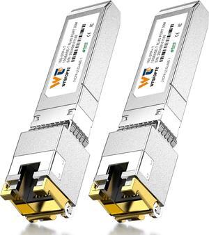 2 Pack 10G SFP+ to RJ-45 Transceiver, WTSFOPTC 1.25/2.5/5/10G-T Copper SFP+ CAT6a Module, Auto-Negotiation, Up to 30m, for Cisco SFP-10G-T-S, Ubiquiti UniFi UF-RJ45-10G, Meraki, TP-Link, Netgear