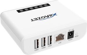 Wireless Print Server for Sharing 3 USB Printers Over Local Network, Easy Setup, Supports Image and Text Printing, Compatible with All RAW and IPP-Supported Printers LK300W