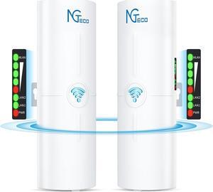 Gigabit Wireless Bridge Outdoor, 5KM Point to Point Wireless Bridges for Network Extend, 5.8 GHz WiFi Bridge Work with Starlink & Camera, Ideal for Barn, Farm, Building Shop, Plug & Play, 2 Pack