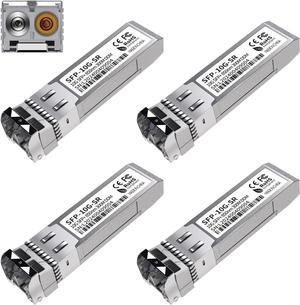 4Pack 10G SFP+ LC Module, 10GBase-SR Multi-Mode Ethernet Transceiver, 850nm MMF up to 400m  Compatible with Cisco, Meraki, Ubiquiti, Mikrotik, Netgear, HPE, TP-Link, Aruba and More