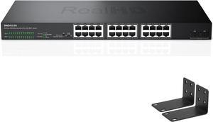 24 Port 2.5G Web Managed Ethernet Network Switch 24 x 2.5 Gigabit | 2 x 10G SFP+ | Work with 10-100-1000Mbps Devices | 160G Bandwidth | Fanless Quiet Metal Internet Switch | Rack Mount