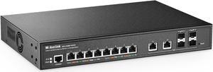 MokerLink 8 Port 2.5 Gigabit PoE Managed Switch, 8x2.5G POE, 2x10G Ethernet, 4x10G SFP+, IEEE8023af/at PoE 120W, Web/CLI L3 Managed, Desktop|Rackmount Network Switch