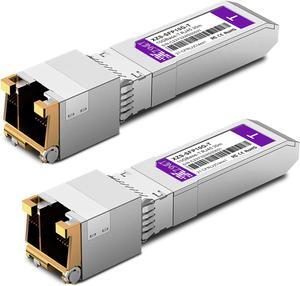 10GBASE-T SFP+ Transceiver, SFP+ to RJ45, 10G Copper SFP+ to Ethernet Module Compatible with Cisco SFP-10G-T-S, Ubiquiti UniFi UF-RJ45-10G, Mikrotik, Meraki, Netgear, D-Link and More, 2 Pack