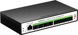 8 Port 10G SFP+ L3 Fiber Managed Switch, Multi Gigabit Ethernet Switch Support DHCP/OSPF/BGP/RIP/LACP/VLAN/ACL/ARP/IGMP, 10Gb Optical Network Switch, Metal Housing, Desktop/Wall-Mount