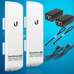 Wireless Bridge Ubiquiti NSM5 PRE-CONFIGURED Bundle of 2 Ubiquiti airMAX NanoStation M5, Point to Point Outdoor WiFi Bridge, Plugh and Play, 5GHz, 150+Mbps, 15+km Link Range, Network WiFi Bridge.