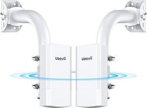 Wireless Bridge with 2 Brackets, 5.8G Point to Point WiFi Bridge, 2KM Long Range Outdoor CPE with 2x100Mbps LAN Ports, 24V PoE Injector, Ideal for Barn, Garage, or Shop Network Extension
