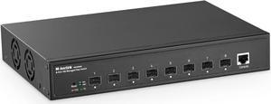 MokerLink 8 Port 10G SFP+ Managed Fiber Switch, 1G/10G SFP Slot, L3 Web/CLI Managed, 160Gbps Bandwidth Desktop|Rackmount Network Switch