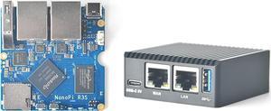 FriendlyElec NanoPi R3S Mini Router OpenWRT, 2GB LPDDR4X RAM 32GB eMMC, with Dual-Gbps Ethernet for Smart Home Office Gateway IoT NAS Applications, Support Debian Ubuntu OS (2+32GB with Metal Case)
