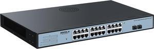 24 Port PoE Gigabit Managed Switch 400W,24 GE PoE Port,2 GE Uplinks, IEEE802.3af/at, 19 inch RackMount, Static Link Aggregation/QoS/VLAN/IGMP Managed Network PoE Switch
