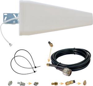 12dBi Log Periodic External Antenna 5G/4G LTE 700-3700MHz Antenna for T-Mobile, Verizon, and Cellular Networks | 10ft Cable SMA/RP-SMA/TS9 | Ideal for Internet and Cell Phone Signal Boosting