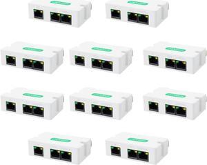 LINOVISION Mini 2 Port POE Extender IEEE 802.3af/at POE Repeater Up to 1000ft Power Over Ethernet Over Cat5/6 Cable, POE Splitter to 2 POE Devices Like IP Cameras, IP Phone (10 Pack)