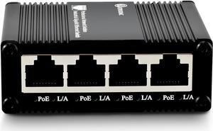 5 Ports Gigabit PoE Passthrough Mini Ethernet Switch 1 PoE++ Uplink in @90W 4 PoE+ Output up to 70W Unmanaged Network Switch Plug & Play Sturdy Metal Extend Power PoE Transmission up to 100m