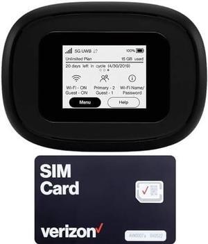 5G Mobile WiFi Hotspot | Verizon Wireless Jetpack Inseego MiFi M1000 | LTE Cat20 Up to 2,4 Gbps | Usage Up to 12 Hours | Portable Travel Router | EVDO-LINK Bundle - Verizon Sim Card