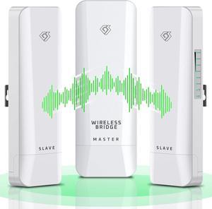 Wireless Bridge Point to Point/Multipoint 3 Pack, 5.8GHz Outdoor Wireless Bridge to Provide Network Communication for Shop, Barn, Garage Building, 3KM Long Distance Pre-configured Set. (3KM 3-Pack)