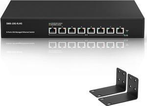 8 Port 10Gb RJ45 Web Managed Ethernet Network Switch with 8 x 10 Gigabit Base-T Port | 10Gbps Multi-Gig Swicth Support 10G-5G-2.5G-1G-100M | Rack Mount | 160G Bandwidth | Sturdy Metal Casing