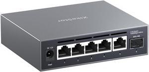 6-Port 2.5G Web Managed Ethernet Switch, VLAN/QoS/STP/IGMP/LACP Supported, Fanless Easy Smart 2.5Gb Network Switch, Aluminum Housing, Desktop/Wall-Mount