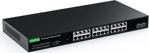 24 Port 2.5Gb Web Managed Switch,24 x 2.5G Port,2 x 10G SFP+,160Gbps Bandwidth Smart Managed Network Switch with LACP/VLAN/QoS/DHCP Client,Fanless Metal Ethernet Switch,1U Rack Mounted