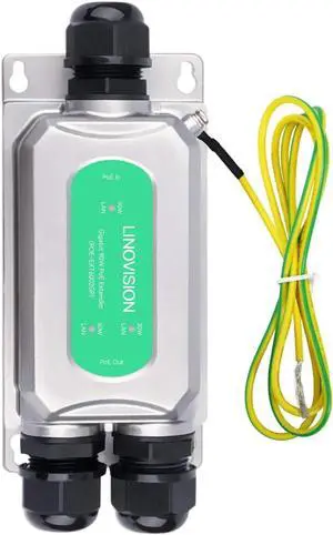 LINOVISION BT90W Outdoor PoE Extender, Gigabit PoE Ethernet Repeater and Split into Two PoE Outputs, for IP Cameras, PTZ Camera