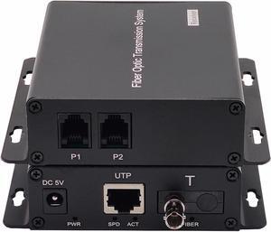 2 Port POTS Telephones and Network Extender Over Fiber Optic A Set, PCM Phone RJ11 RJ45 to Fiber Converter, ST Optical Singlemode 20Km Multimode 500M,Support Called id, Ring and Fax